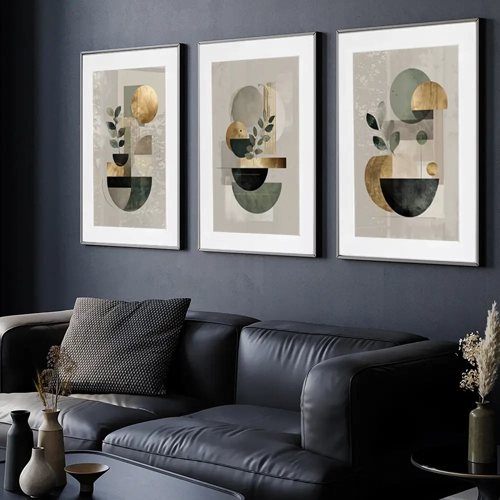 Sage Green Composition Framed Art Print Trio Sage Green Composition Framed Art Print Trio wall art product IAmHomeStudio