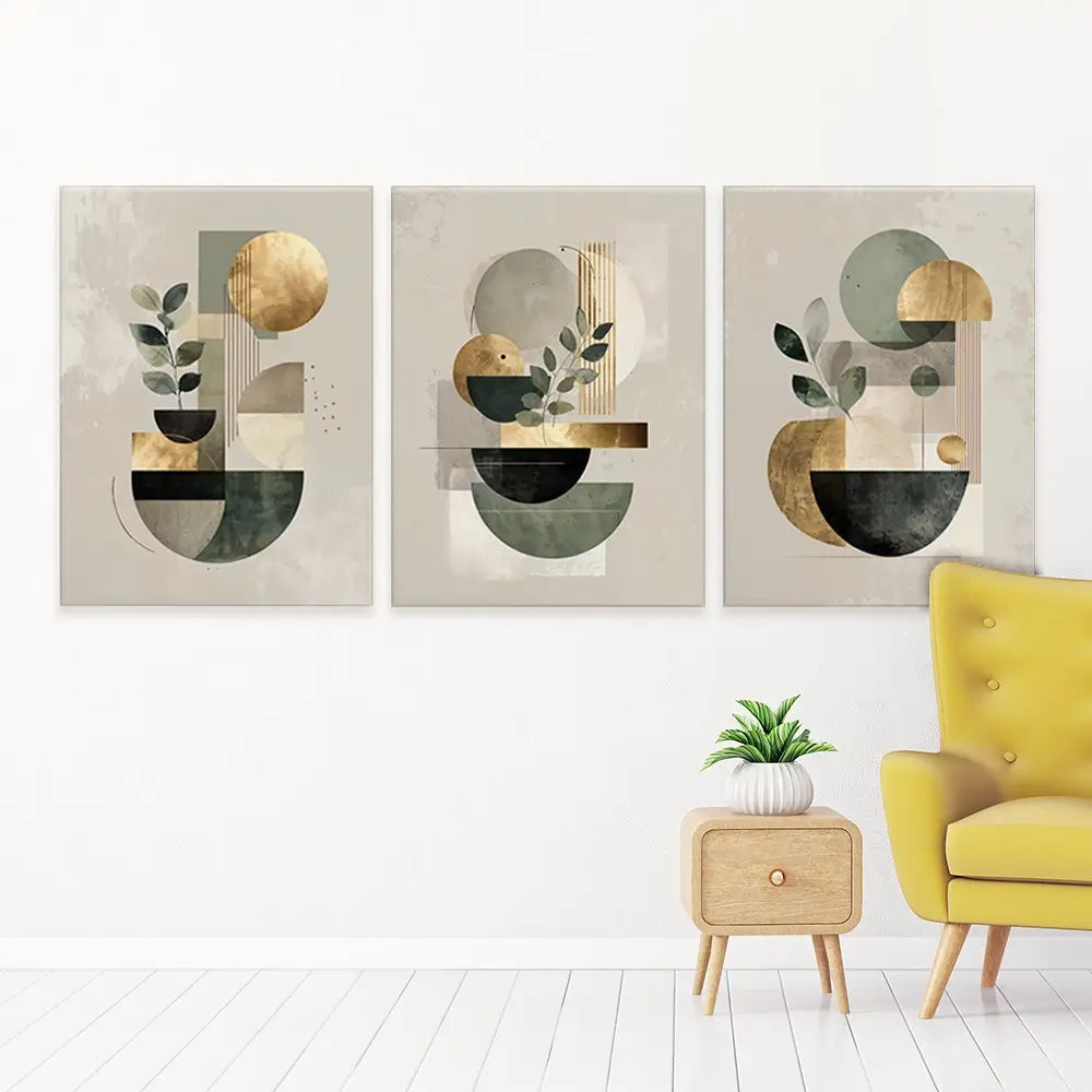Sage Green Composition Trio Canvas Print Sage Green Composition Trio Canvas Print wall art product IAmHomeStudio