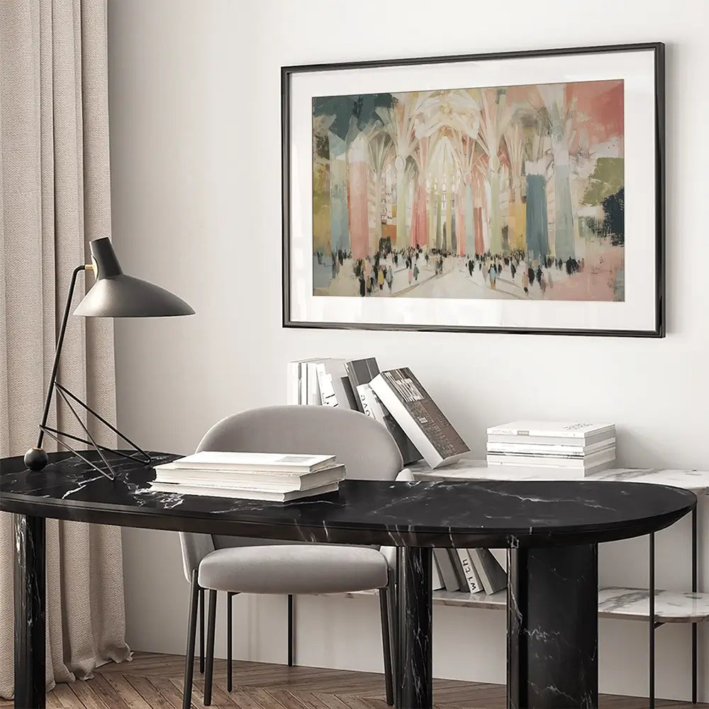 Sagrada Familia Interior Framed Art Print Sagrada Familia Interior Framed Art Print wall art product Chromatic Storm Studio