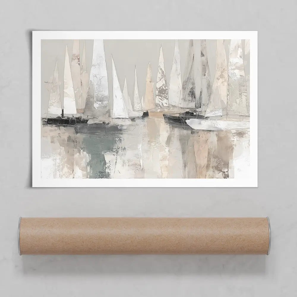 Sailboat Cluster At Bay Art Print Sailboat Cluster At Bay Art Print wall art product Chromatic Storm Studio