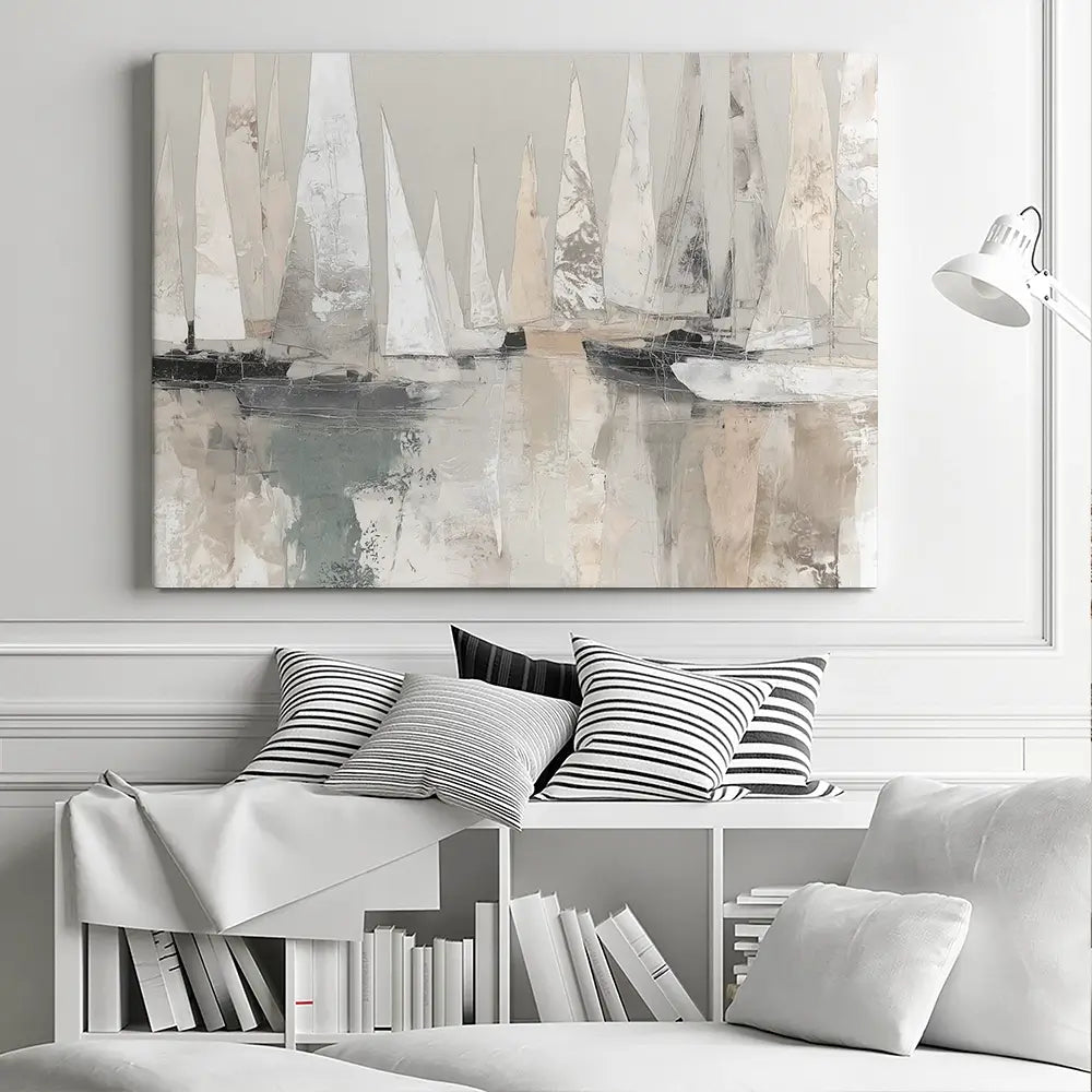 Sailboat Cluster At Bay Canvas Print Sailboat Cluster At Bay Canvas Print wall art product Chromatic Storm Studio