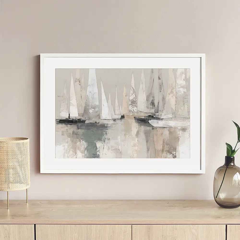 Sailboat Cluster At Bay Framed Art Print Sailboat Cluster At Bay Framed Art Print wall art product Chromatic Storm Studio