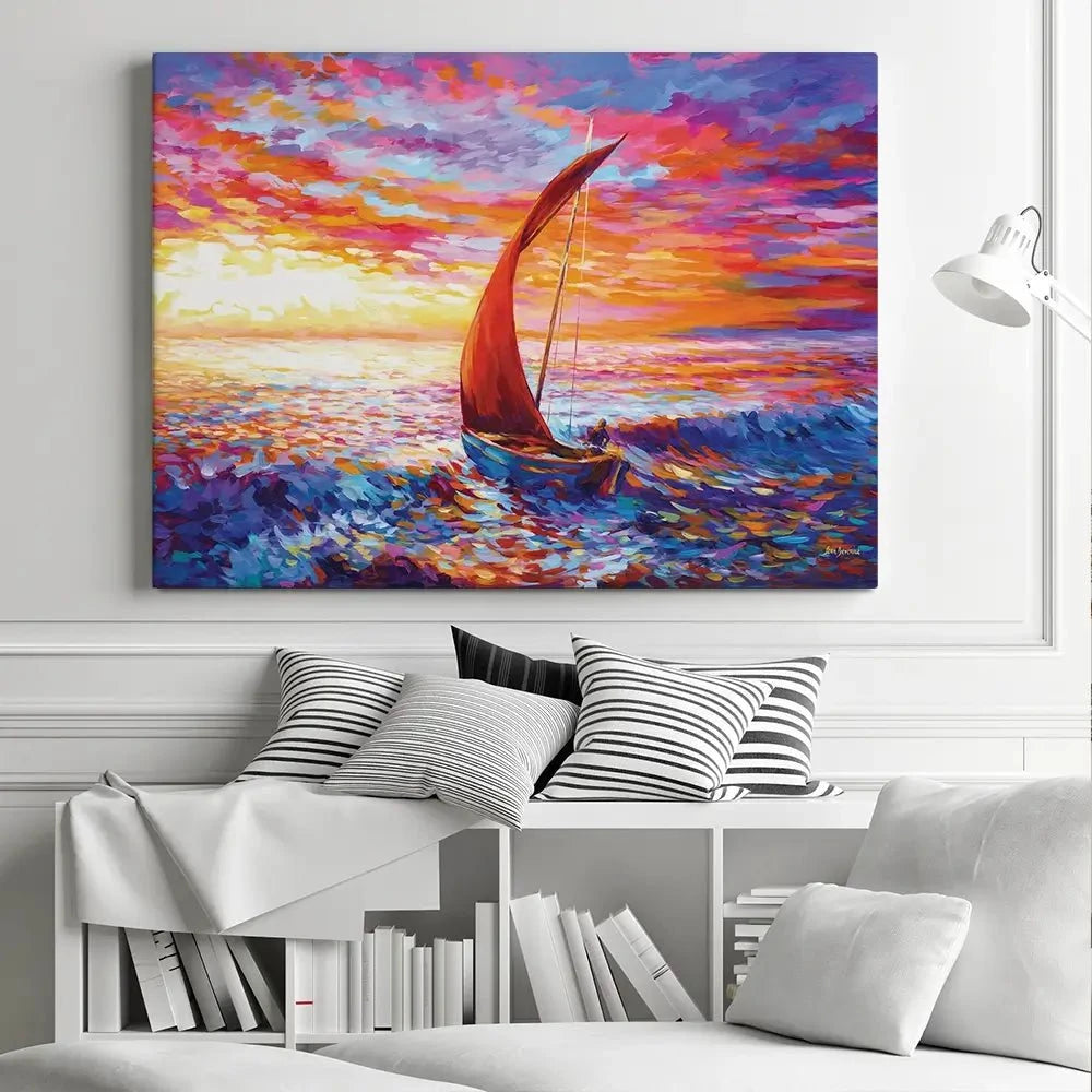 Sailboat Sunset Canvas Print Sailboat Sunset Canvas Print wall art product Leon Devenice