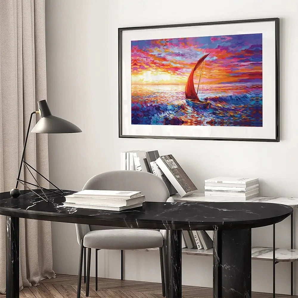Sailboat Sunset Framed Art Print Sailboat Sunset Framed Art Print wall art product Leon Devenice