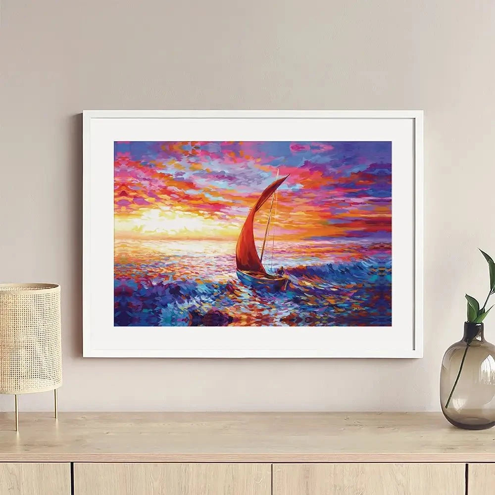 Sailboat Sunset Framed Art Print Sailboat Sunset Framed Art Print wall art product Leon Devenice