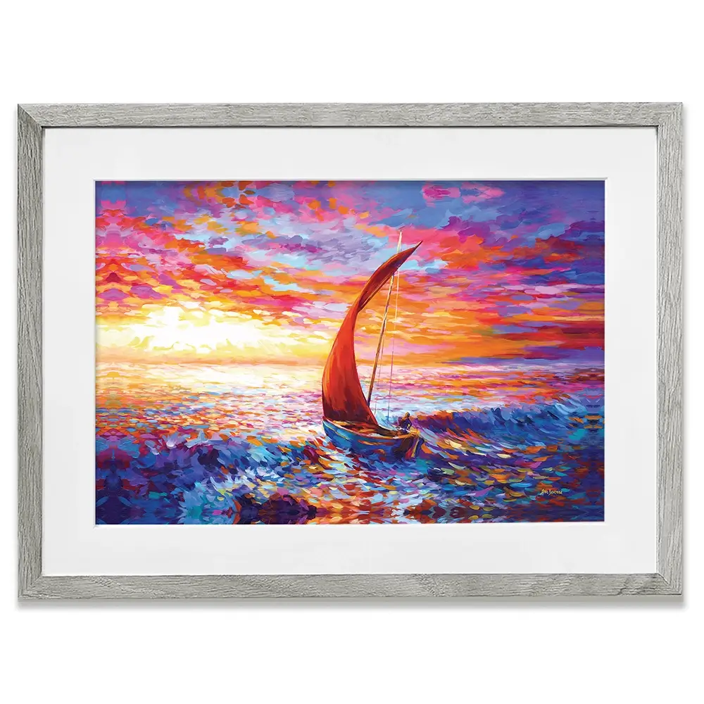 Sailboat Sunset Framed Art Print Sailboat Sunset Framed Art Print wall art product Leon Devenice