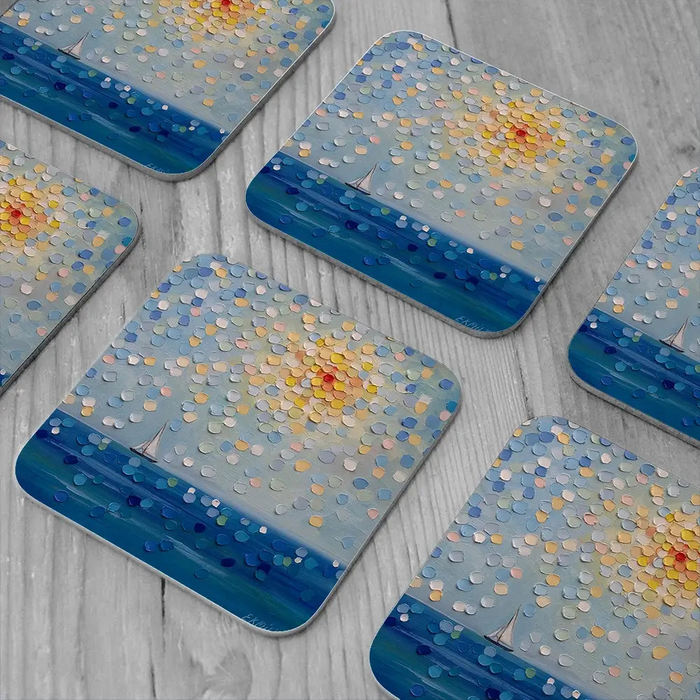 Sailing By The Sun Coaster Set Sailing By The Sun Coaster Set wall art product Ekaterina Ermilkina