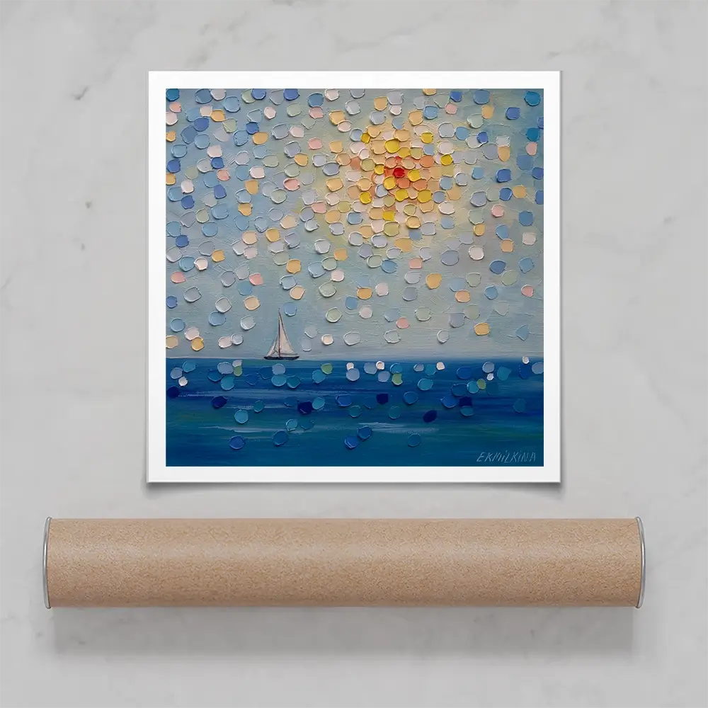 Sailing By The Sun Square Art Print Sailing By The Sun Square Art Print wall art product Ekaterina Ermilkina
