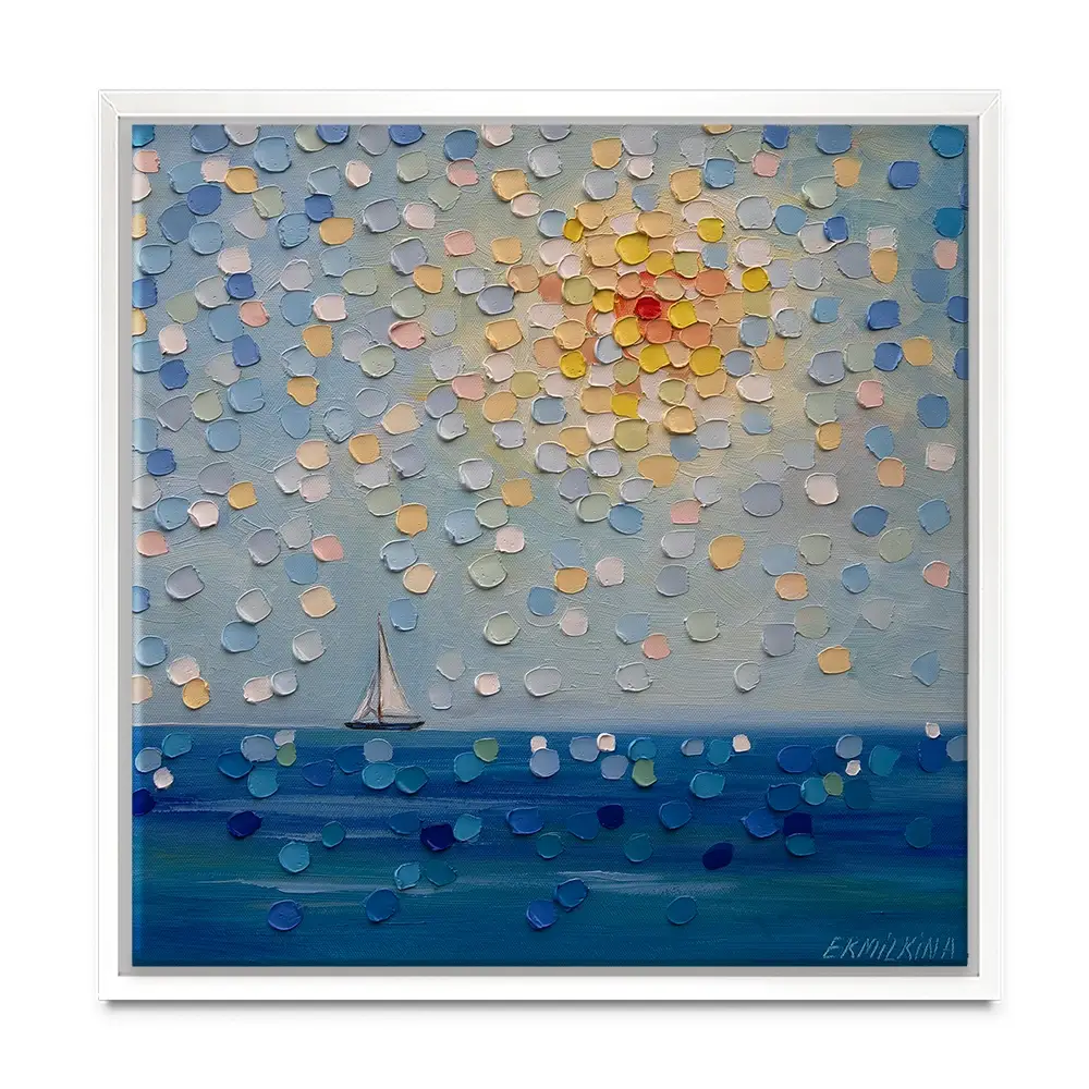 Sailing By The Sun Square Canvas Print Sailing By The Sun Square Canvas Print wall art product Ekaterina Ermilkina