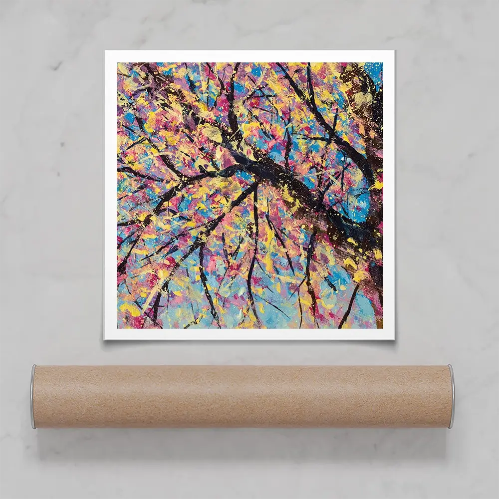 Sakura In Bloom Square Art Print Sakura In Bloom Square Art Print wall art product Art Print Shop