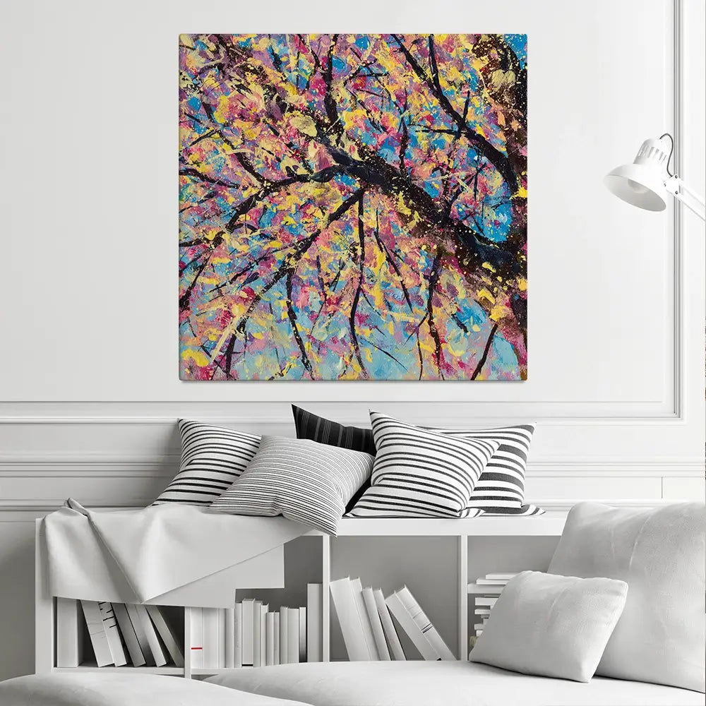 Sakura In Bloom Square Canvas Print Sakura In Bloom Square Canvas Print wall art product Art Print Shop