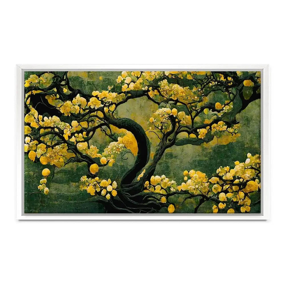 Sakura Tree In Yellow Canvas Print Sakura Tree In Yellow Canvas Print wall art product Treechild