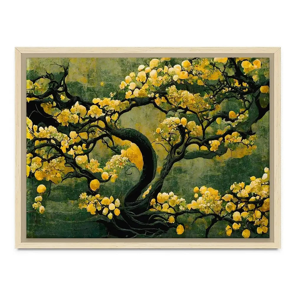 Sakura Tree In Yellow Canvas Print Sakura Tree In Yellow Canvas Print wall art product Treechild