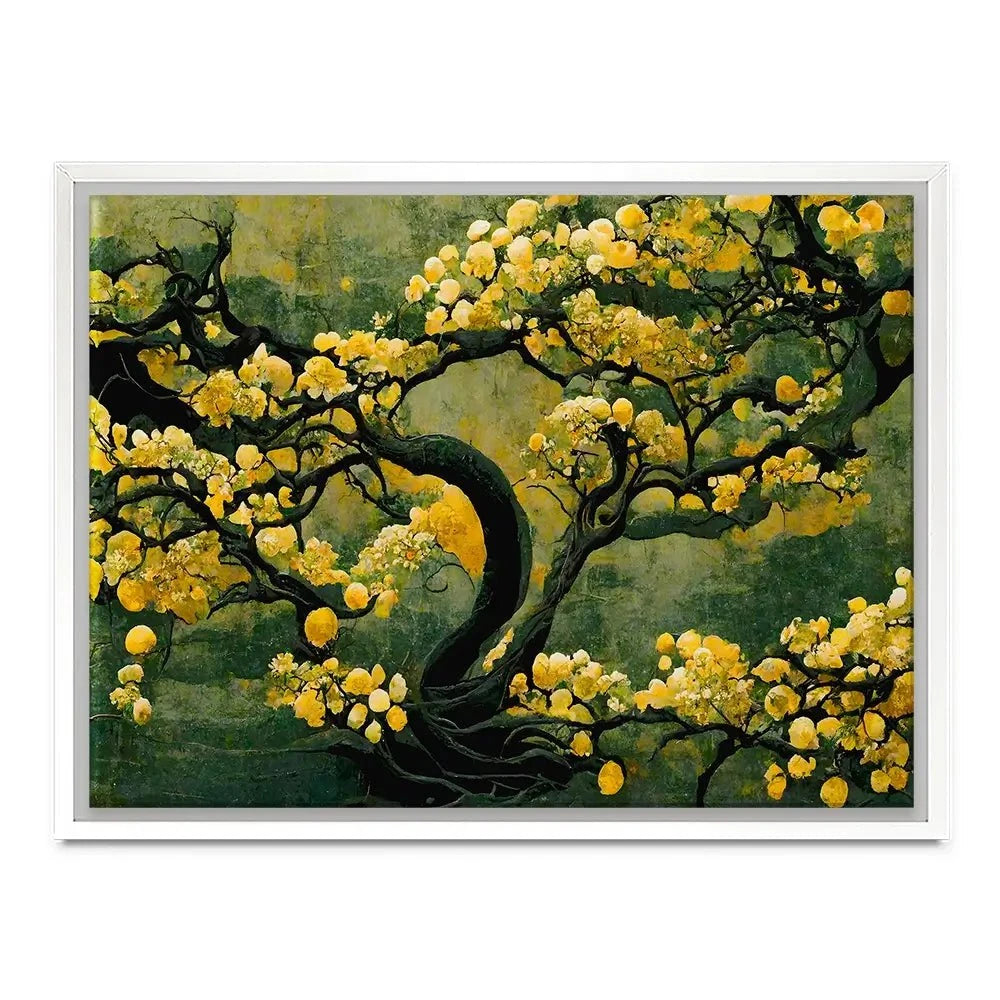 Sakura Tree In Yellow Canvas Print Sakura Tree In Yellow Canvas Print wall art product Treechild