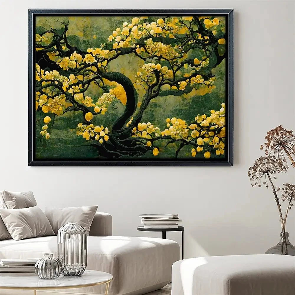 Sakura Tree In Yellow Canvas Print Sakura Tree In Yellow Canvas Print wall art product Treechild