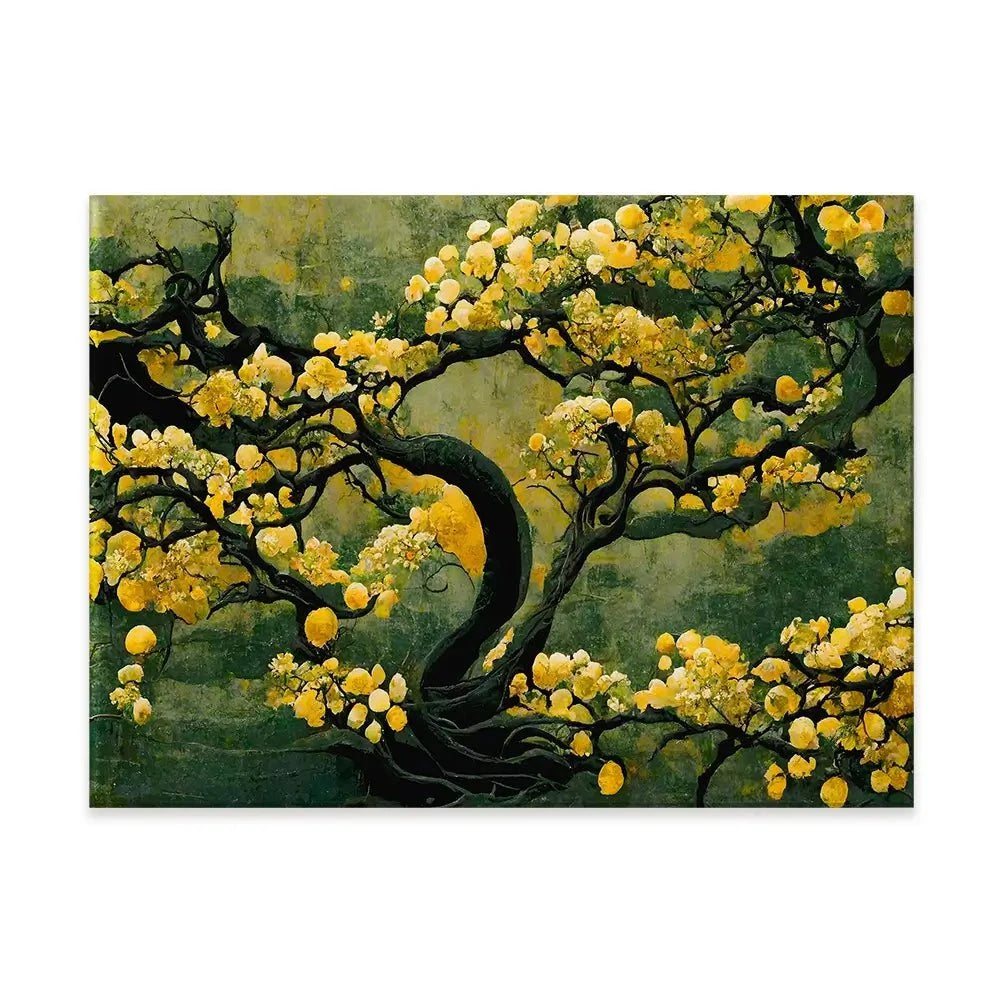 Sakura Tree In Yellow Canvas Print Sakura Tree In Yellow Canvas Print wall art product Treechild