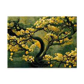 Sakura Tree In Yellow Canvas Print Sakura Tree In Yellow Canvas Print wall art product Treechild