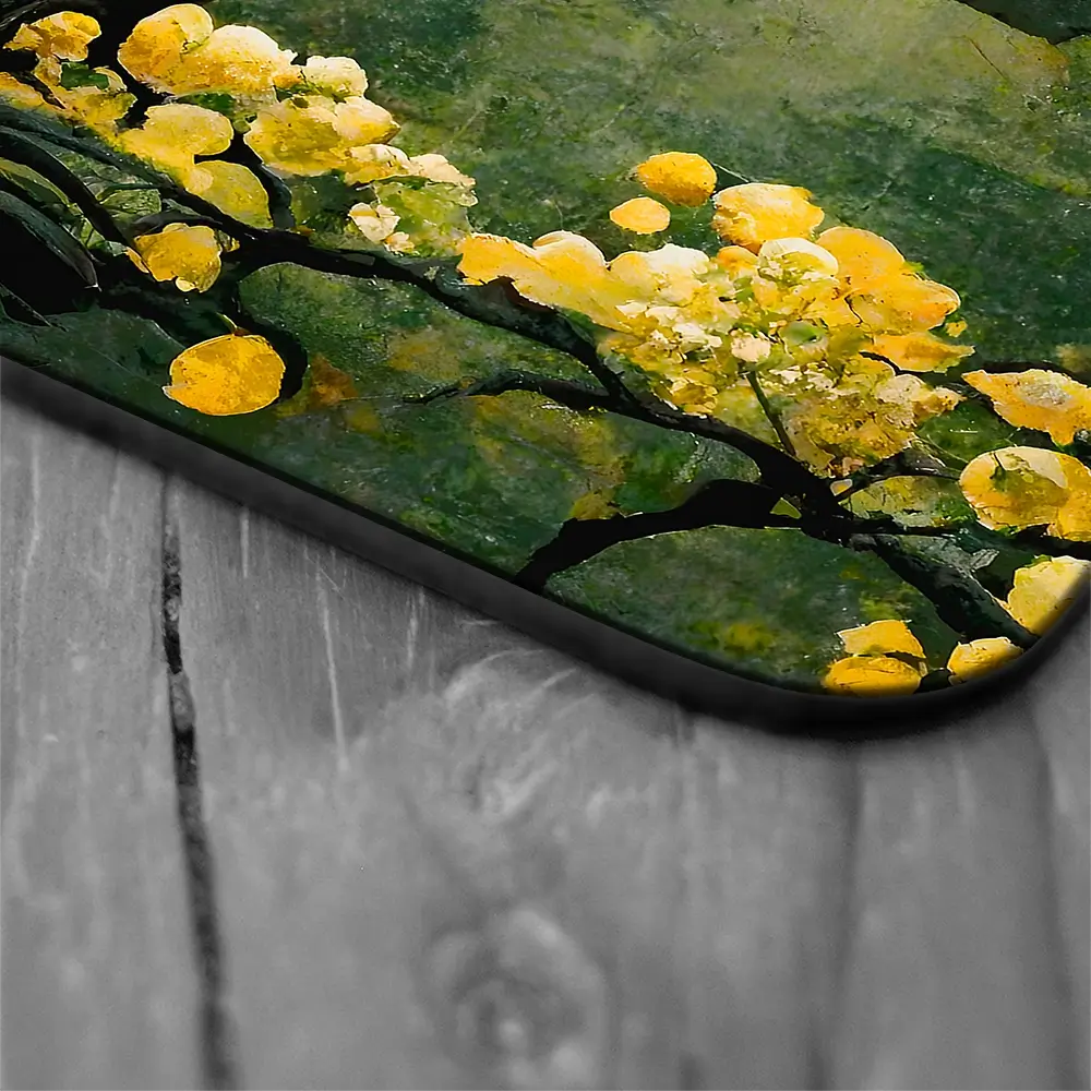 Sakura Tree In Yellow Coaster Set Sakura Tree In Yellow Coaster Set wall art product Art Print Shop