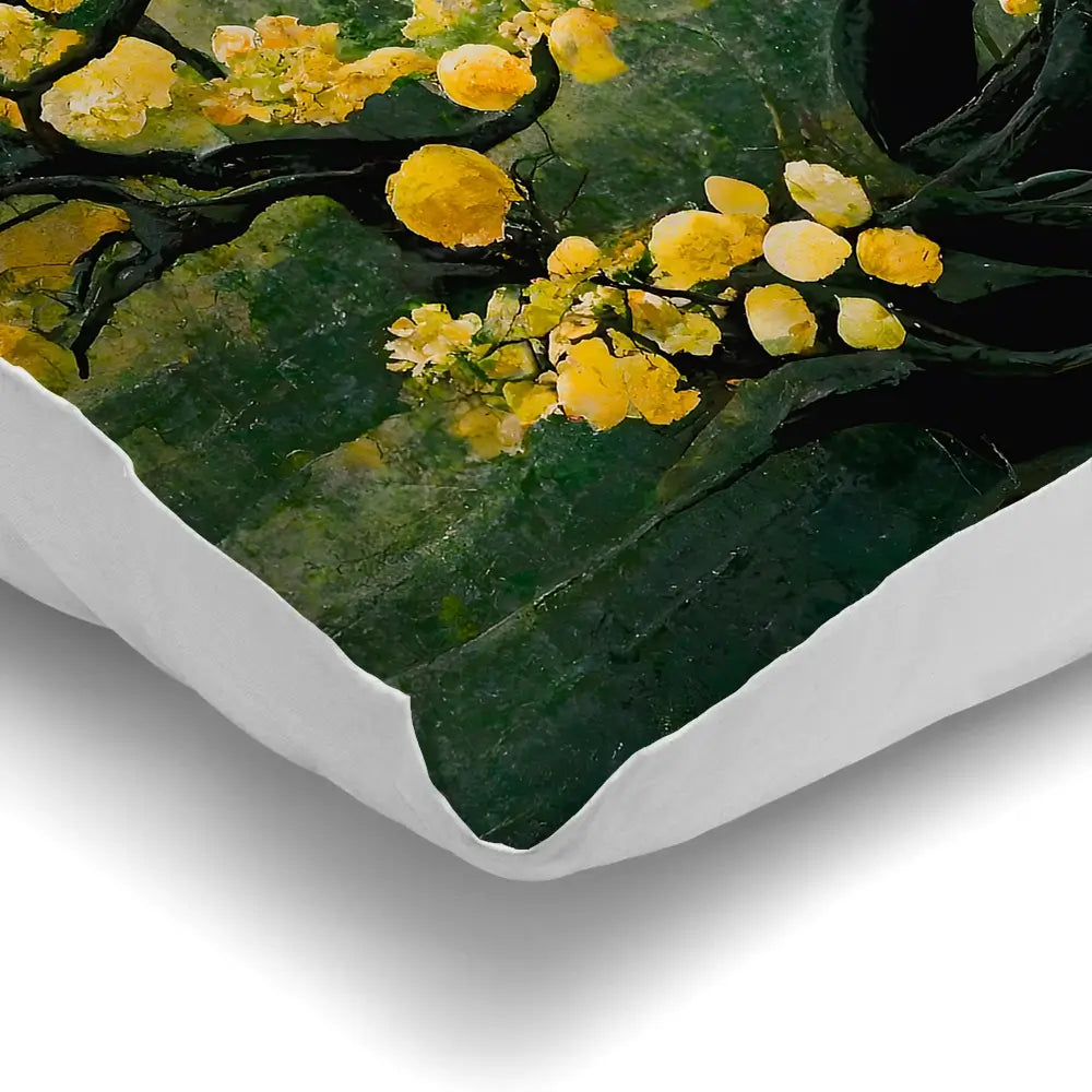 Sakura Tree In Yellow Cushion Sakura Tree In Yellow Cushion wall art product Art Print Shop