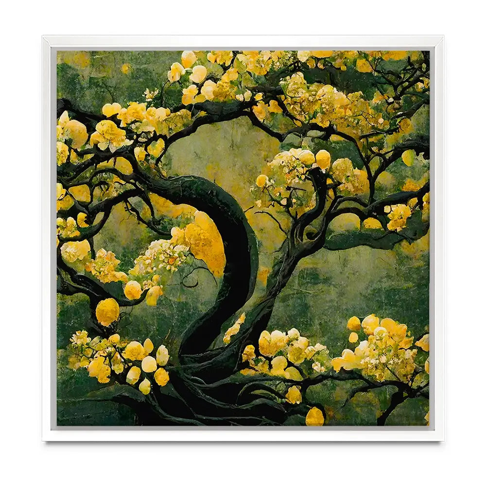 Sakura Tree In Yellow Oversized Canvas Print Sakura Tree In Yellow Oversized Canvas Print wall art product Treechild