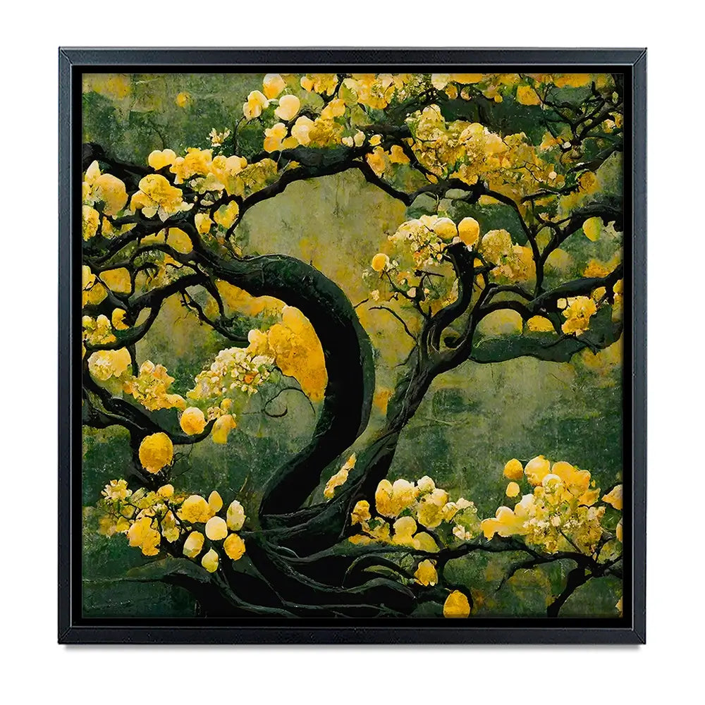 Sakura Tree In Yellow Oversized Canvas Print Sakura Tree In Yellow Oversized Canvas Print wall art product Treechild