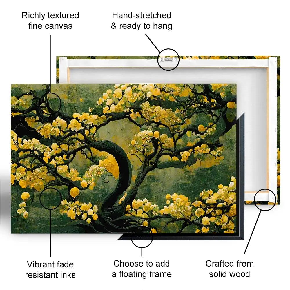 Sakura Tree In Yellow Oversized Canvas Print Sakura Tree In Yellow Oversized Canvas Print wall art product Treechild