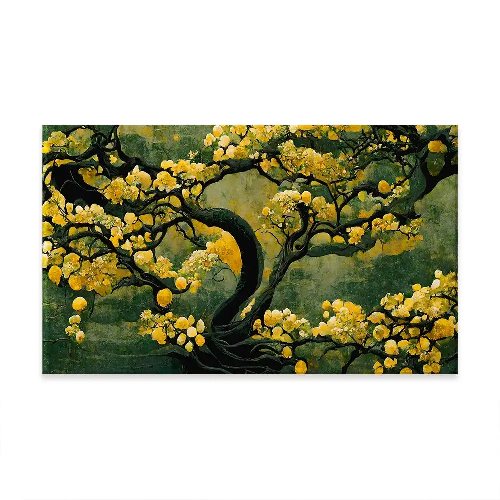 Sakura Tree In Yellow Oversized Canvas Print Sakura Tree In Yellow Oversized Canvas Print wall art product Treechild