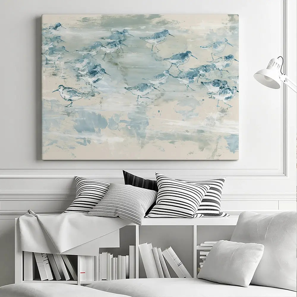 Sandpipers Tide Line Reverie Canvas Print Sandpipers Tide Line Reverie Canvas Print wall art product Chromatic Storm Studio