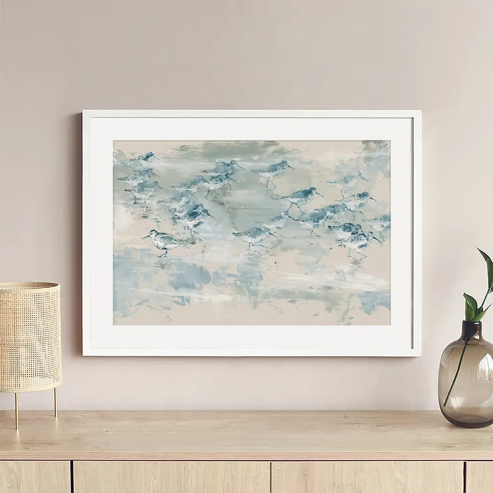 Sandpipers Tide Line Reverie Framed Art Print Sandpipers Tide Line Reverie Framed Art Print wall art product Chromatic Storm Studio