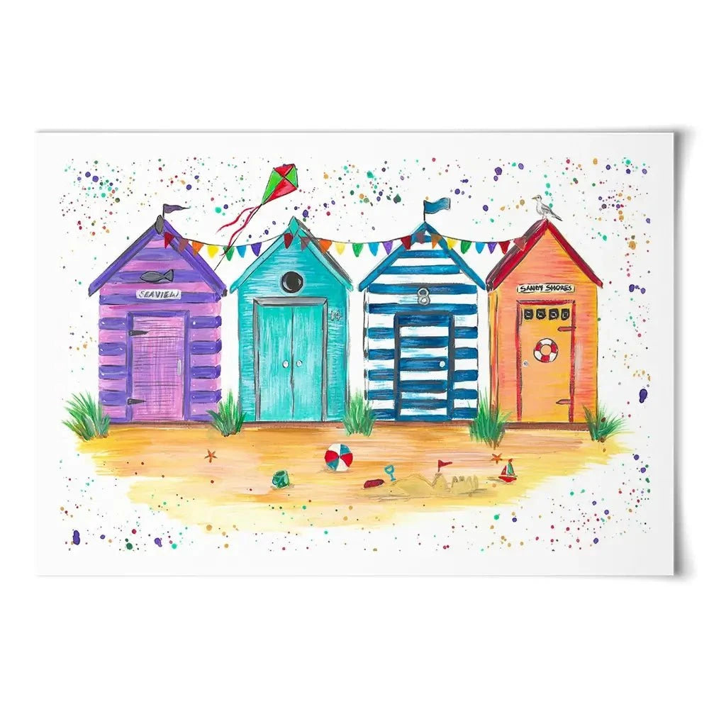 Sandy Shore Beach Huts Art Print Sandy Shore Beach Huts Art Print wall art product Emma LC Art