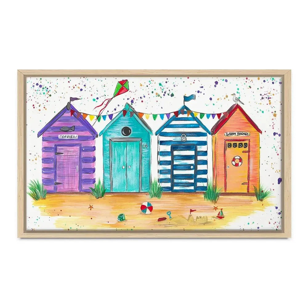Sandy Shore Beach Huts Canvas Print Sandy Shore Beach Huts Canvas Print wall art product Emma LC Art
