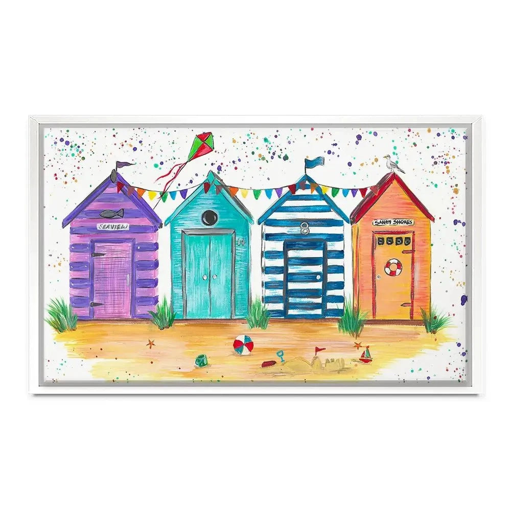 Sandy Shore Beach Huts Canvas Print Sandy Shore Beach Huts Canvas Print wall art product Emma LC Art