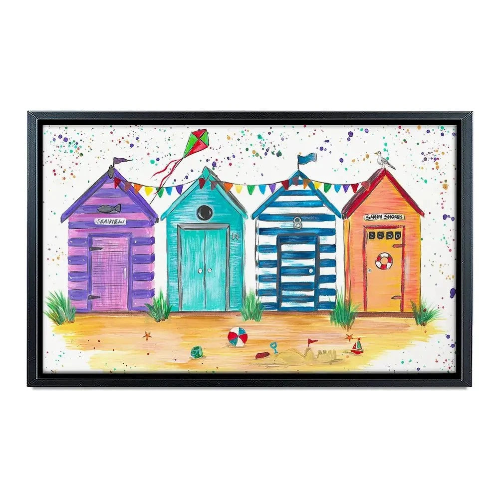 Sandy Shore Beach Huts Canvas Print Sandy Shore Beach Huts Canvas Print wall art product Emma LC Art