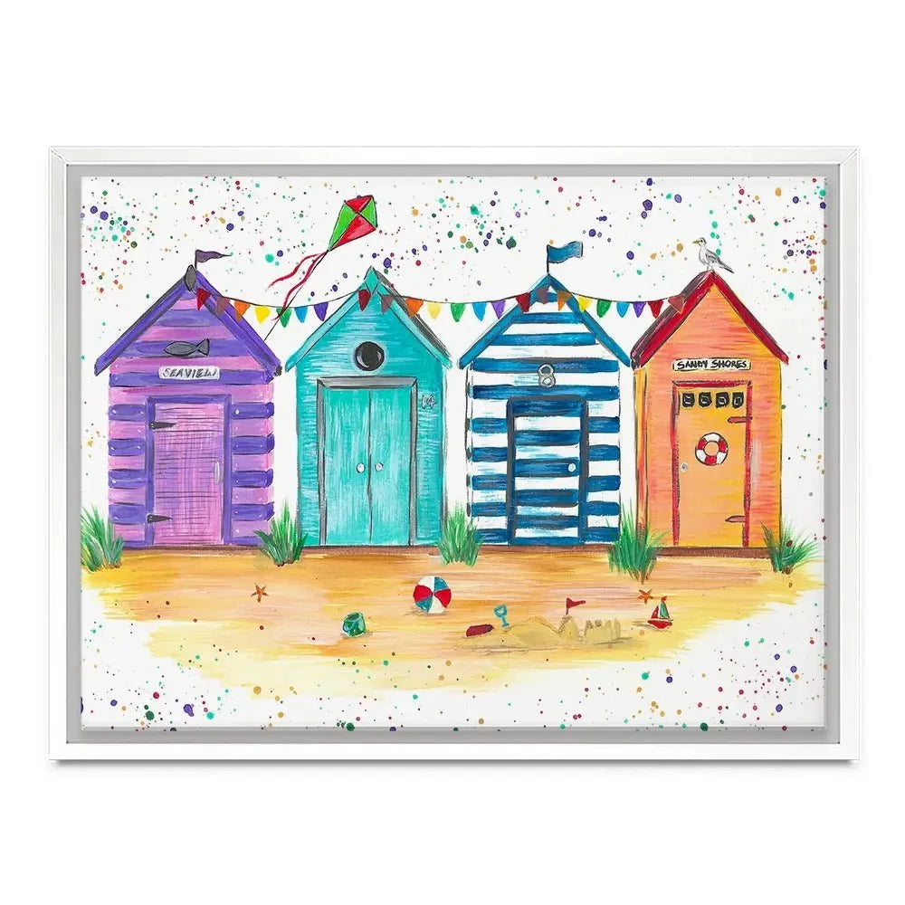 Sandy Shore Beach Huts Canvas Print Sandy Shore Beach Huts Canvas Print wall art product Emma LC Art