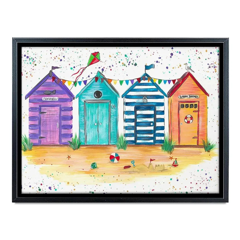 Sandy Shore Beach Huts Canvas Print Sandy Shore Beach Huts Canvas Print wall art product Emma LC Art