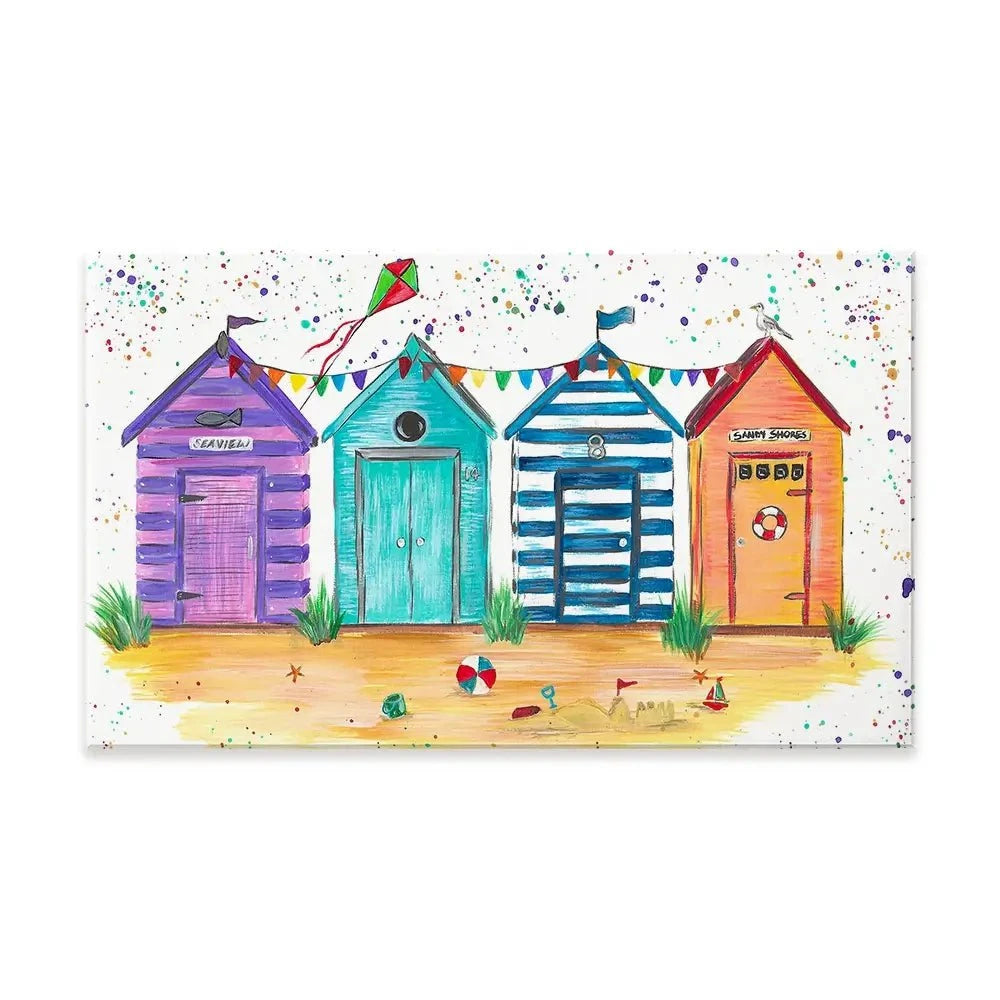 Sandy Shore Beach Huts Canvas Print Sandy Shore Beach Huts Canvas Print wall art product Emma LC Art