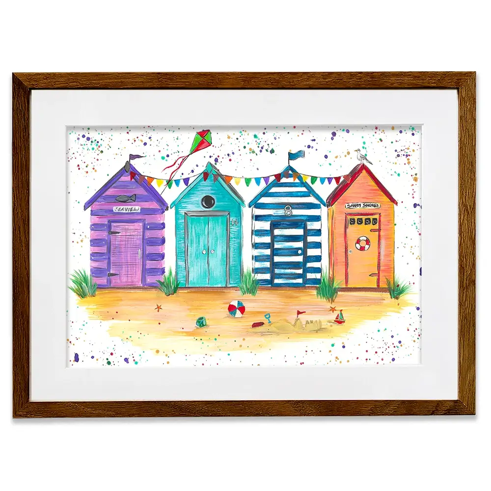 Sandy Shore Beach Huts Framed Art Print Sandy Shore Beach Huts Framed Art Print wall art product Emma LC Art