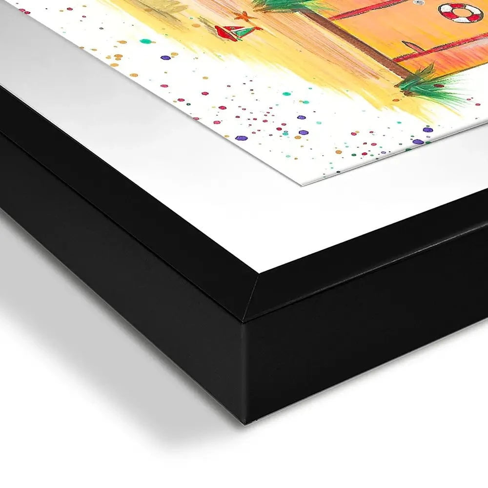 Sandy Shore Beach Huts Framed Art Print Sandy Shore Beach Huts Framed Art Print wall art product Emma LC Art