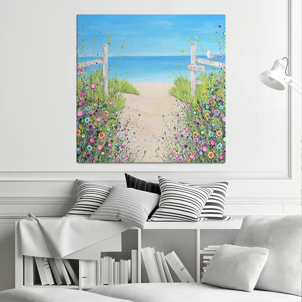 Sandy Toes And Salty Kisses Square Canvas Print Sandy Toes And Salty Kisses Square Canvas Print wall art product Jo Gough