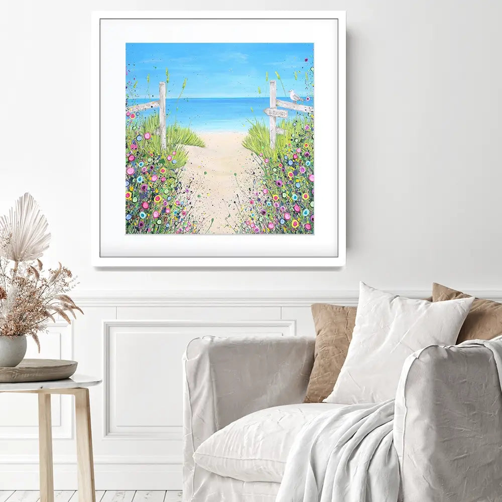 Sandy Toes And Salty Kisses Square Framed Art Print Sandy Toes And Salty Kisses Square Framed Art Print wall art product Jo Gough