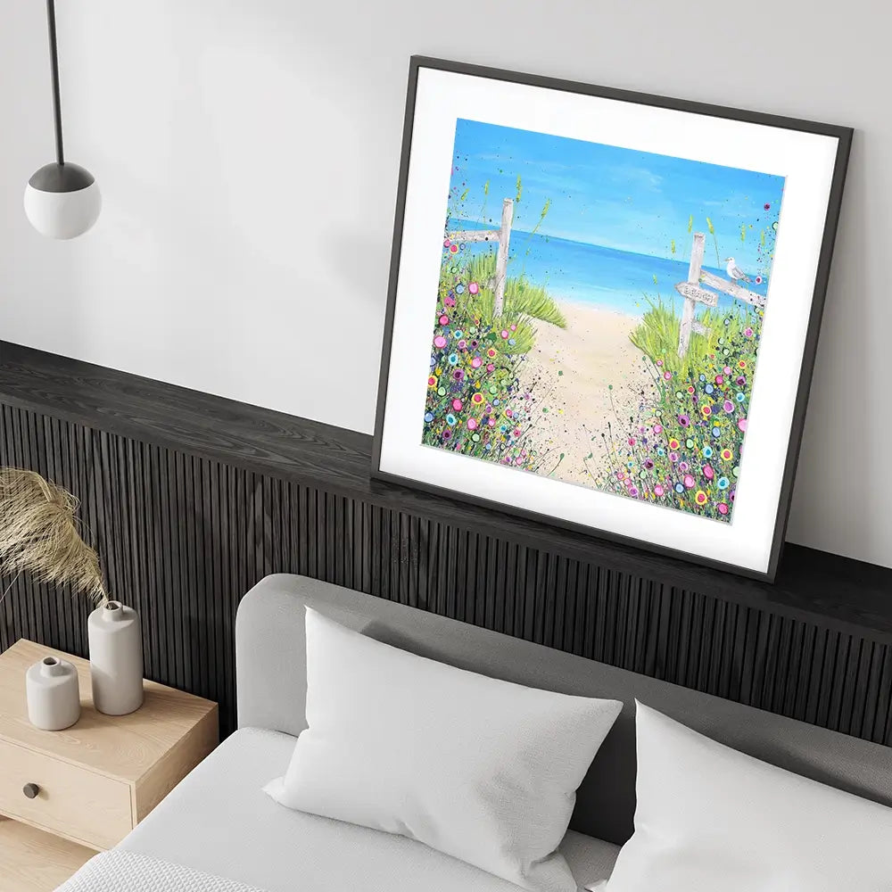 Sandy Toes And Salty Kisses Square Framed Art Print Sandy Toes And Salty Kisses Square Framed Art Print wall art product Jo Gough