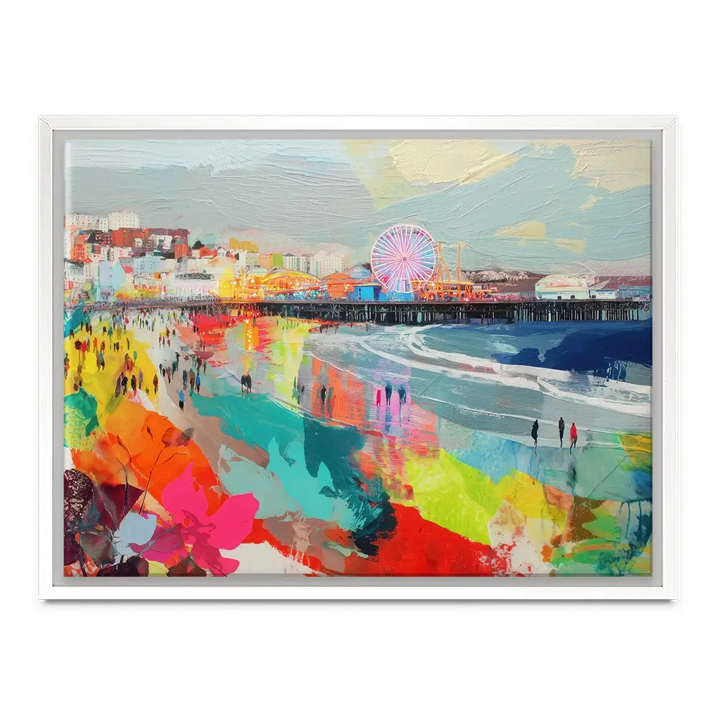 Santa Monica Pier In Colour Canvas Print Santa Monica Pier In Colour Canvas Print wall art product Chromatic Storm Studio
