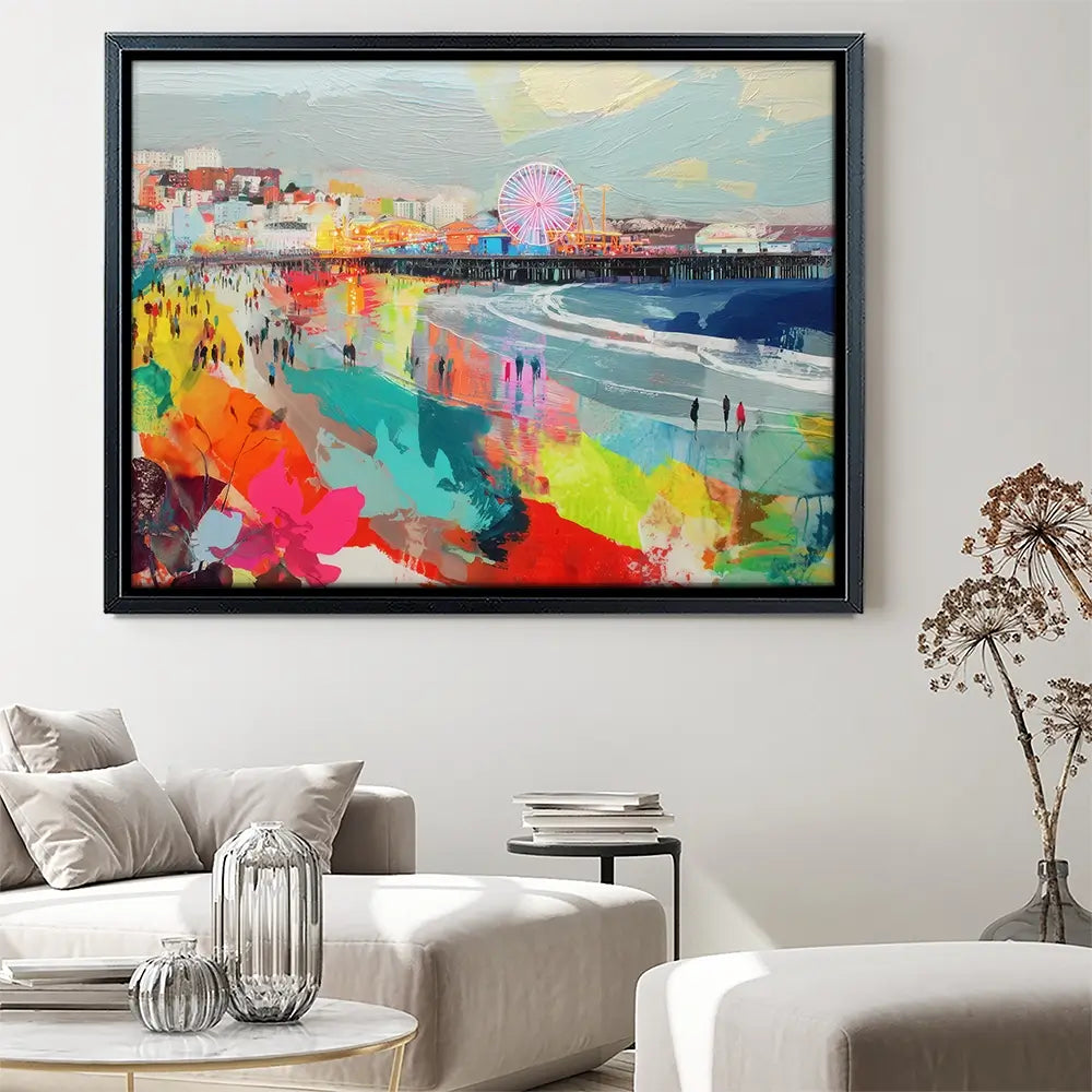 Santa Monica Pier In Colour Canvas Print Santa Monica Pier In Colour Canvas Print wall art product Chromatic Storm Studio