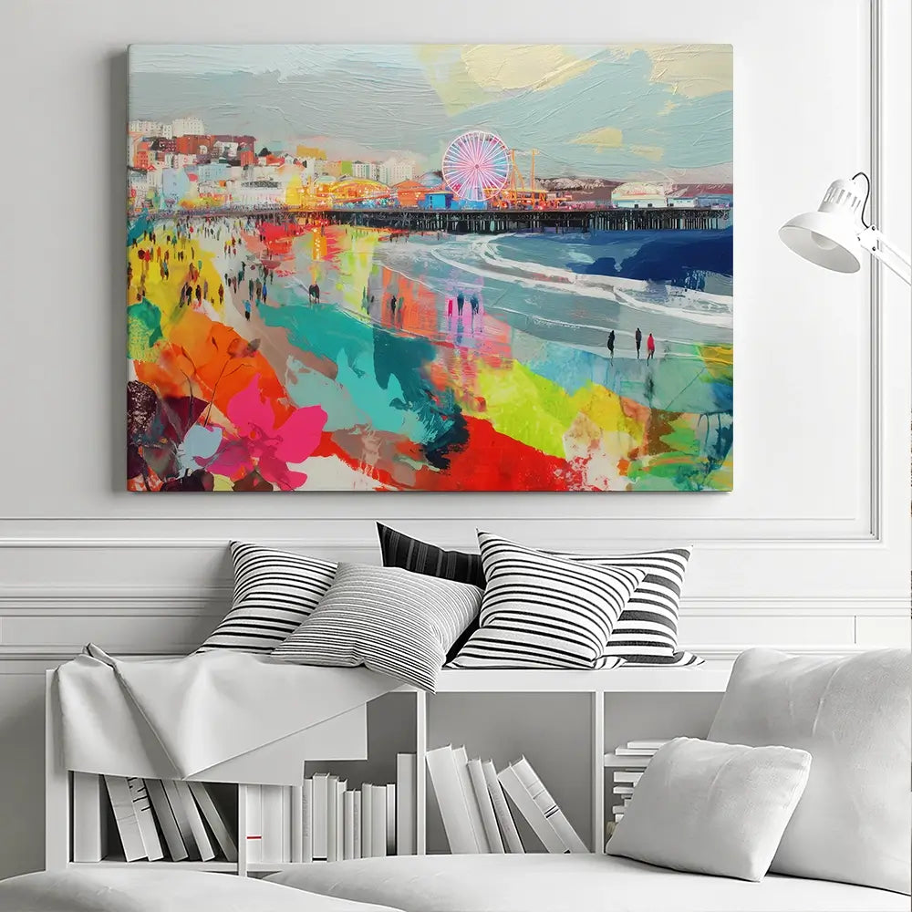 Santa Monica Pier In Colour Canvas Print Santa Monica Pier In Colour Canvas Print wall art product Chromatic Storm Studio