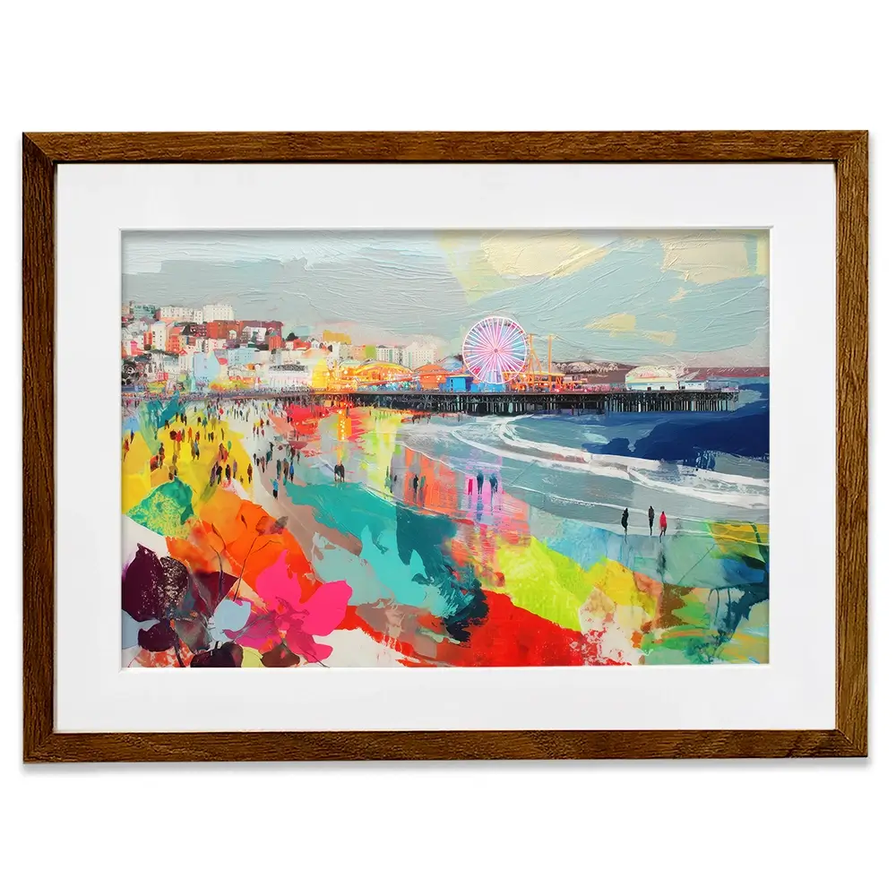 Santa Monica Pier In Colour Framed Art Print Santa Monica Pier In Colour Framed Art Print wall art product Chromatic Storm Studio