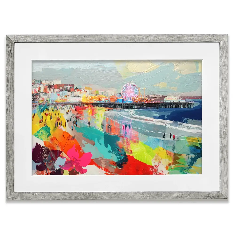 Santa Monica Pier In Colour Framed Art Print Santa Monica Pier In Colour Framed Art Print wall art product Chromatic Storm Studio