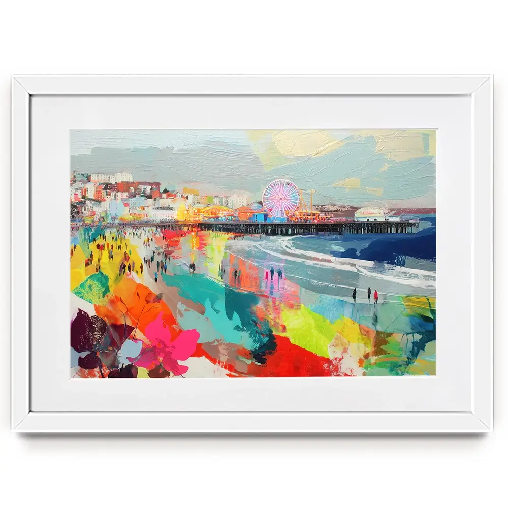 Santa Monica Pier In Colour Framed Art Print Santa Monica Pier In Colour Framed Art Print wall art product Chromatic Storm Studio