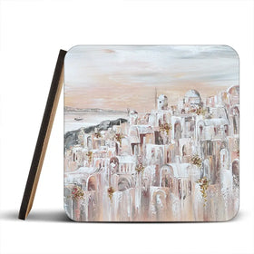 Santorini Oia Dreams Coaster Set Santorini Oia Dreams Coaster Set wall art product Art Print Shop