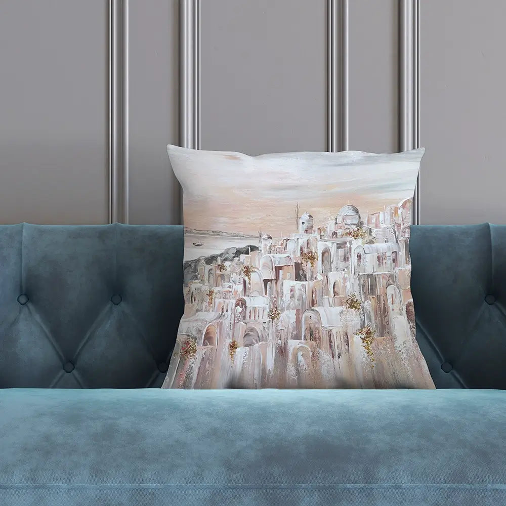 Santorini Oia Dreams Cushion Santorini Oia Dreams Cushion wall art product Art Print Shop