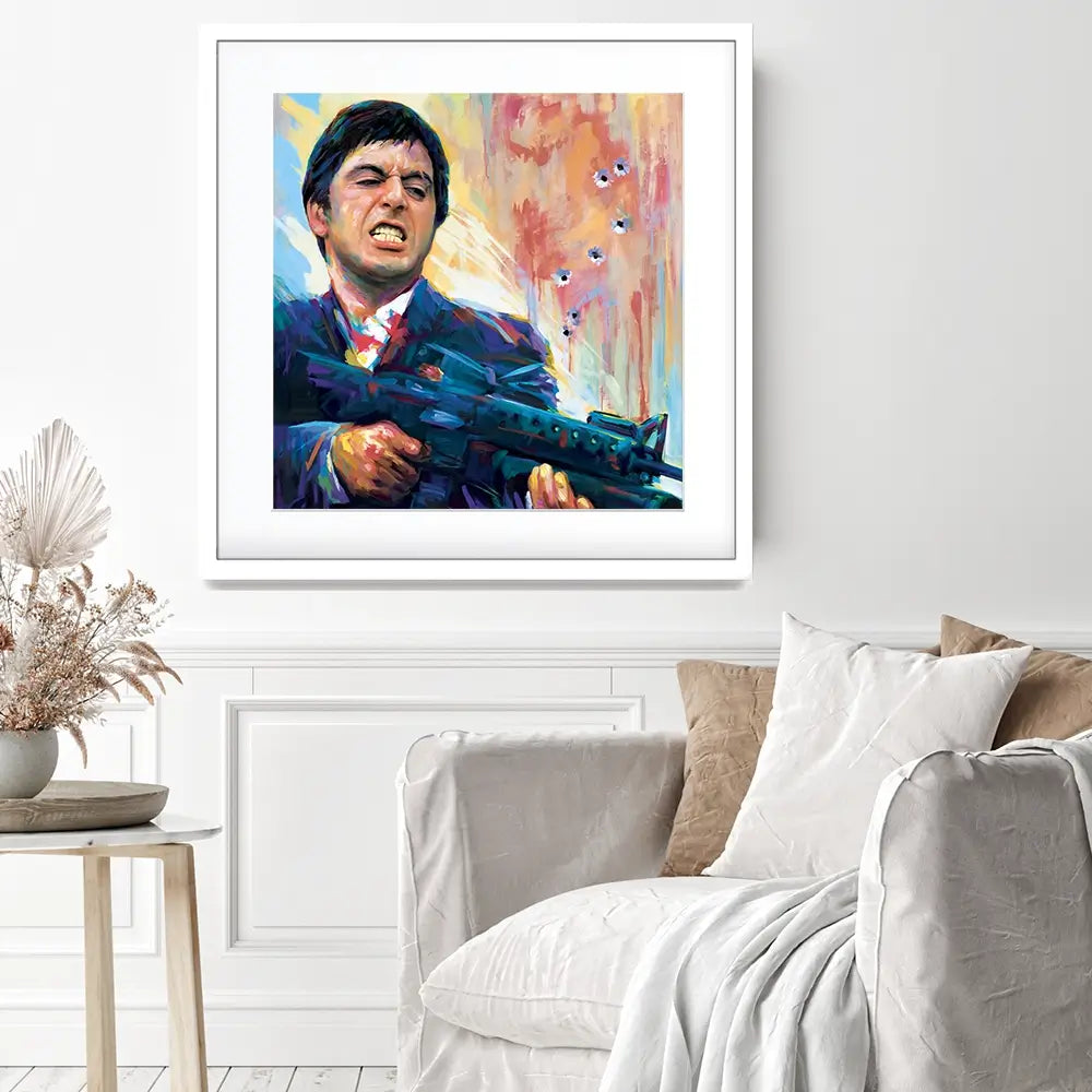 Scarface Square Framed Art Print Scarface Square Framed Art Print wall art product Art Print Shop